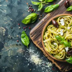 Smaki Grecji: makaron z pesto, fetą i oliwkami - przepis