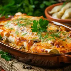 Enchilada lub pierogi z kurczakiem, serem i pieczarkami - pomysł na obiad