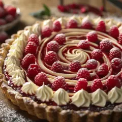 Tarta z kremem mascarpone i malinami - letni deser - przepis