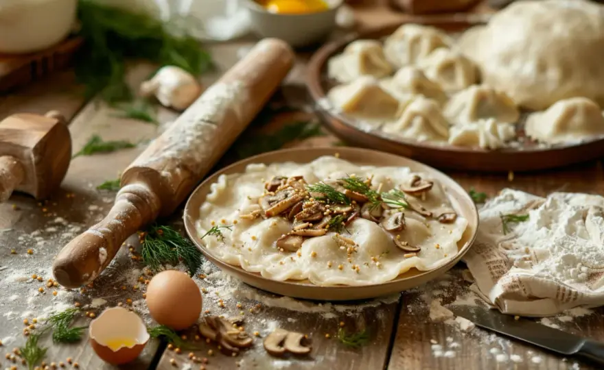 Pierogi z kaszą gryczaną i pieczarkami - kwestia smaku - przepis