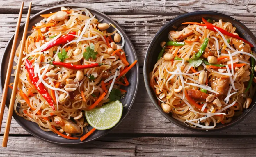 Pad Thai z kurczakiem - tajski makaron z warzywami - przepis