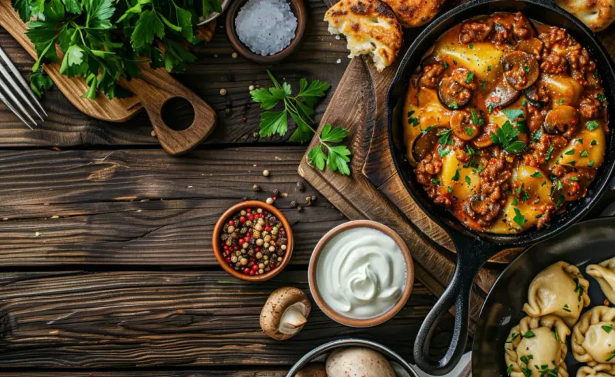 Pierogi z mięsem mielonym i pieczarkami lub warzywami - przepis