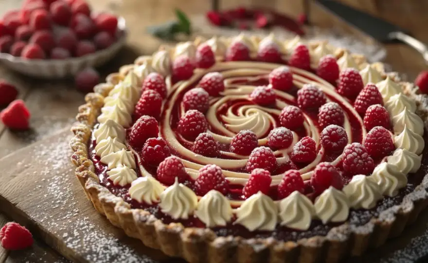 Tarta z kremem mascarpone i malinami - letni deser - przepis