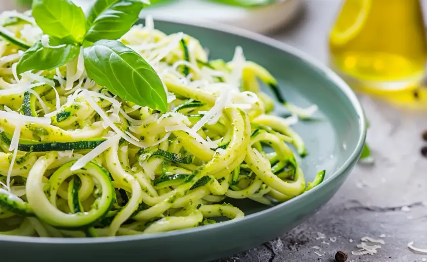 Makaron z cukinią i sosem pesto lub serowym - przepis